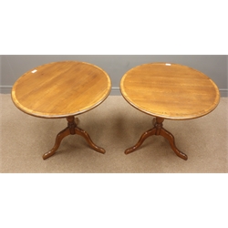  Pair Victorian style tilting oak occasional tables, W71cm, H69cm  