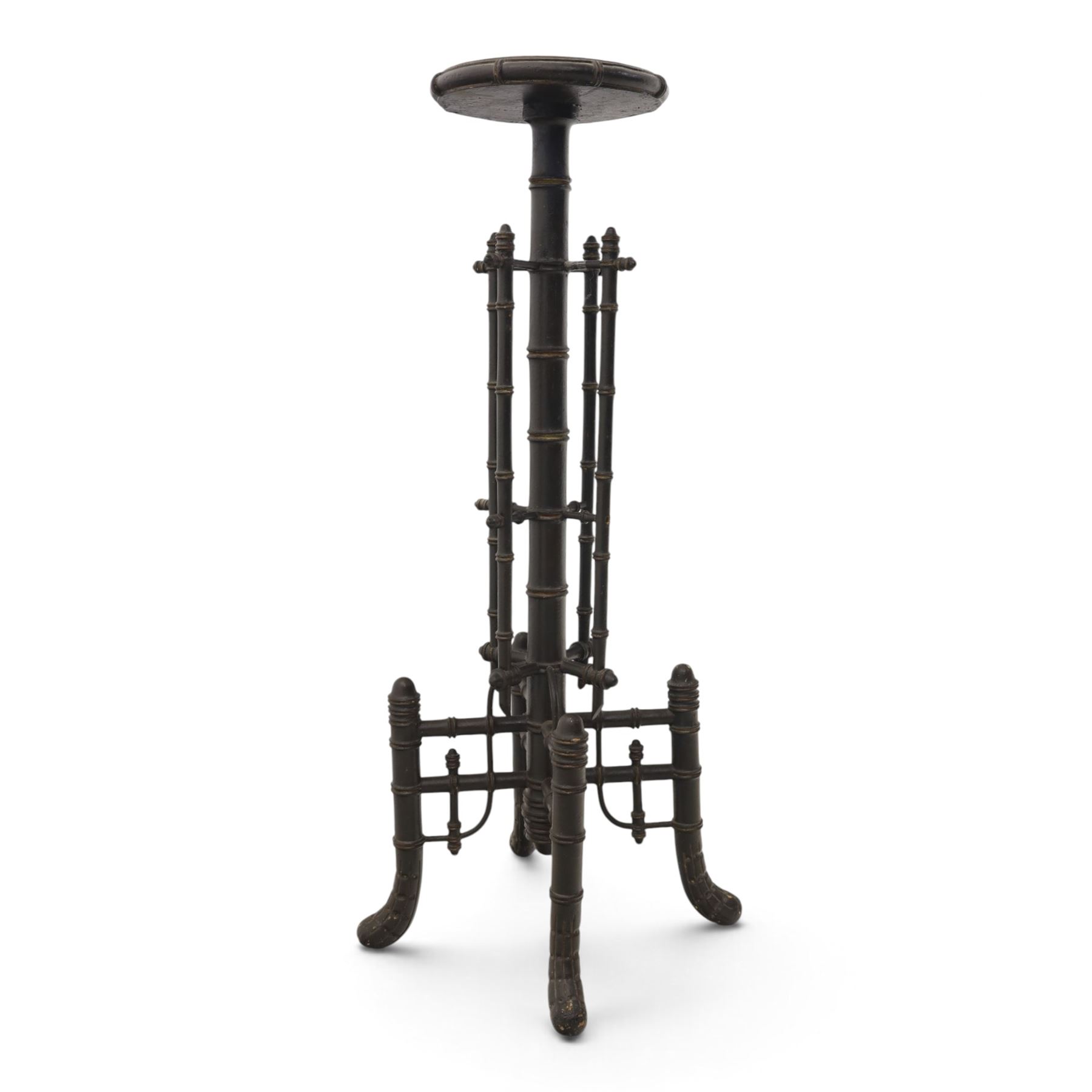 Victorian Aesthetic Movement simulated bamboo and lacquered jardiniere or plant stand