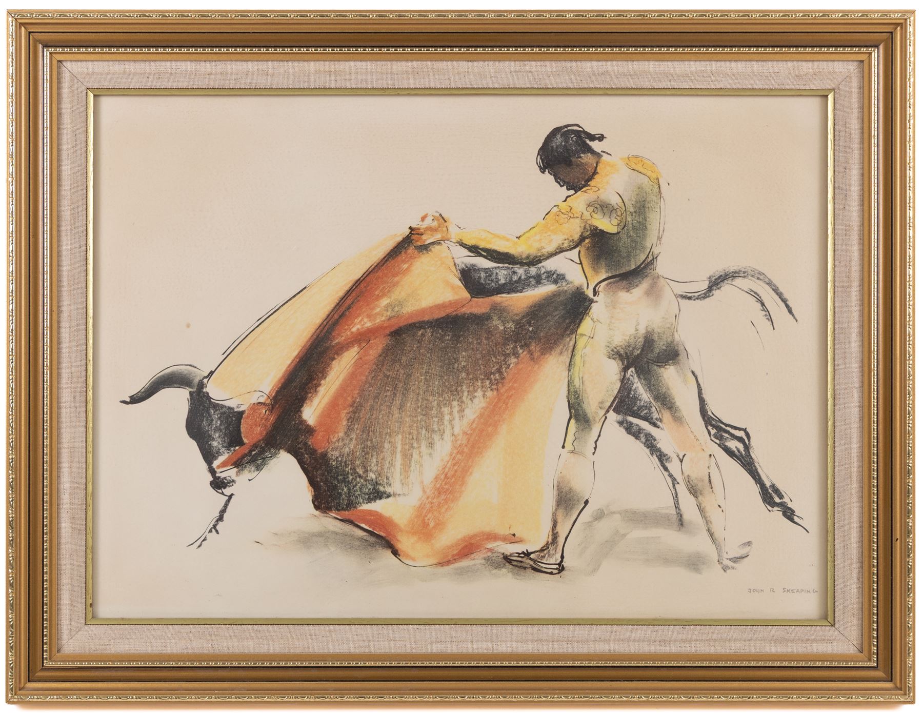 John Rattenbury Skeaping RA (British 1901-1980): 'Matador and Bull', colour lithograph signed in pencil 31cm x 44cm 