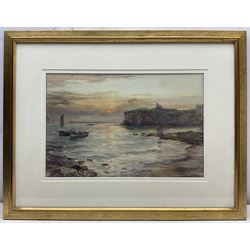 Joseph Jobling (British 1870-1930): Sunrise over Tynemouth and the Abbey, watercolour signed and dated 1915, 29cm x 45cm 
Provenance: private collection, purchased David Duggleby Ltd 8th March 2010, Lot 92