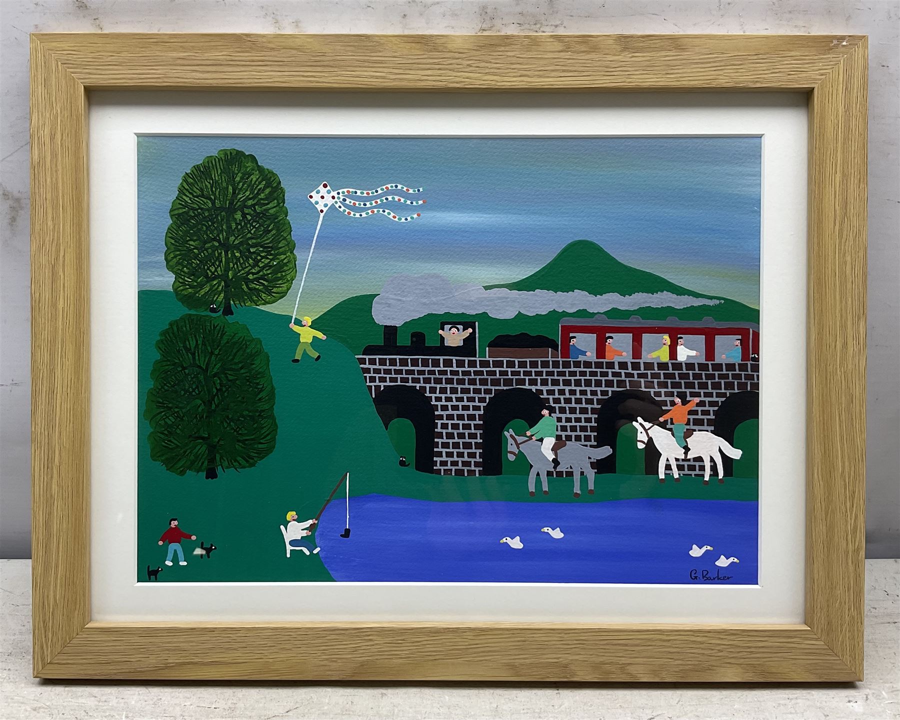 Gordon Barker (British 1960-): 'Relaxing in the Countryside', acrylic on paper signed, titled verso 25cm x 34cm 