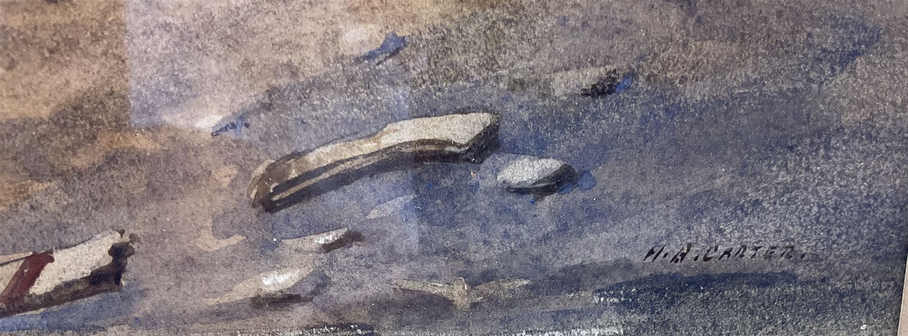 Henry Barlow Carter (British 1804-1868): Monkey Island Scarborough, watercolour signed, original John Linn gallery label verso 21cm x 32cm