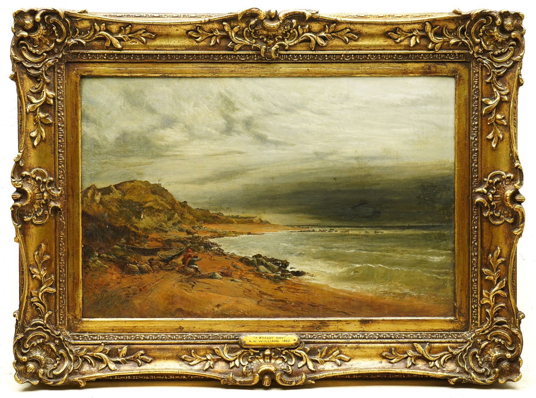 Alexander Williams RHA (Irish 1846-1930): 'A Breezy Day', oil on canvas signed and dated 1850, 38cm x 58cm