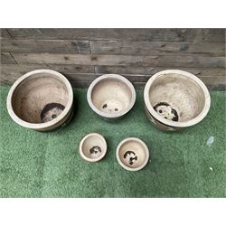 Five terracotta glazed planters 