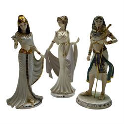 Wedgwood figure Tutankhamun, together with Two Coalport figures Cleopatra and Helen of Troy 