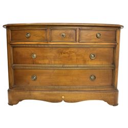 French cherry wood chest, fitted with thee small and two long drawers