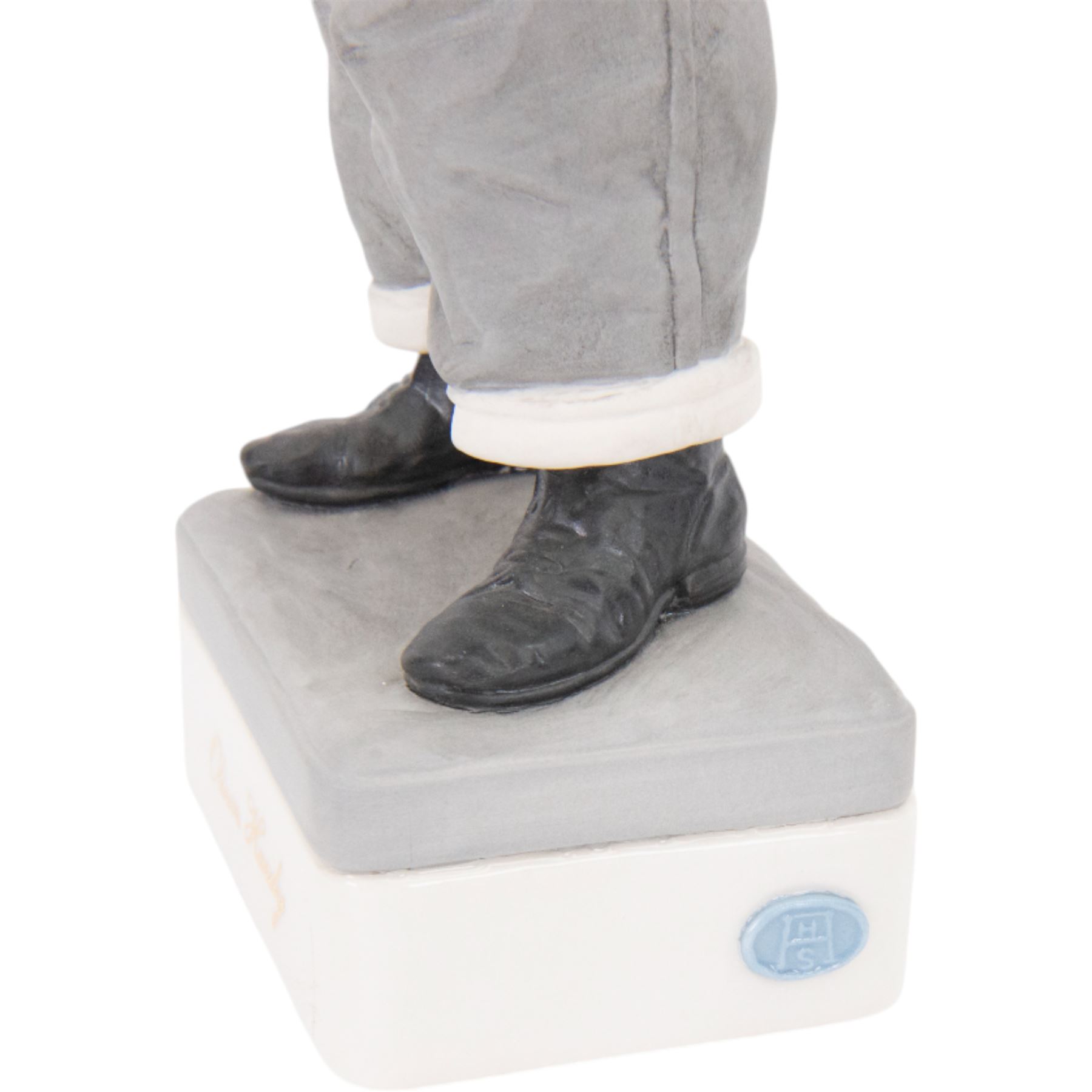 Pair of Spanish Algora Personajes Del Cine figures, modelled as Stan Laurel and Oliver Hardy, with printed marks beneath, both with certificates of authenticity, H37cm