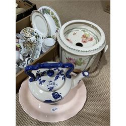 Crown Staffordshire tea wares decorated in the 'English Garden' pattern, Crown Devon bowls and jug, Crown Ducal 'Florentine' pattern tea wares, ceramic bucket, and a quantity of other ceramics etc