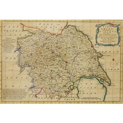 Emanuel Bowen (British 1694-1767): 'Yorkshire Divided into its Ridings' 'North Riding of Yorkshire' 'West Riding of Yorkshire' and 'East Riding of Yorkshire', set of four 18th century engraved maps with hand-colouring pub. Thomas Kitchin c.1750, 24cm x 34cm (4)