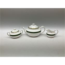 Spode Chardonnay pattern tea wares , comprising six tea cups and saucers, teapot, milk jug, covered sucrier, six side plates, six dinner plates. 