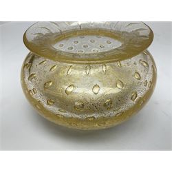Cenedese Murano glass bowl filled with gold leaf and bubble inclusions, H8.5cm 