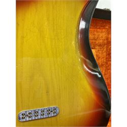 Fender three-tone Sunburst 12-string electric guitar c1965/6 Fullerton USA, with alder body and maple neck, the Indian rosewood fretboard with twenty-one frets and pearloid dot markers, fender electric XII bridge, F-stamp tuners (non-original), two split single coil pick-ups, master volume and tone and four-way switch, serial no.129730, L108cm; in original Fender case bearing label for Rivington Guitars New York with copy of original invoice; together with GuitarKes set-up and service certificate dated October 2021
