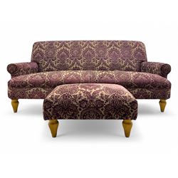 Multi-York - contemporary two-seat sofa, upholstered in damask fabric in shades of burgund...