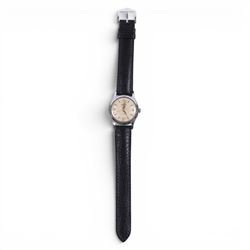 Enicar Ultrasonic 21 Jewels stainless steel wristwatch on leather strap
