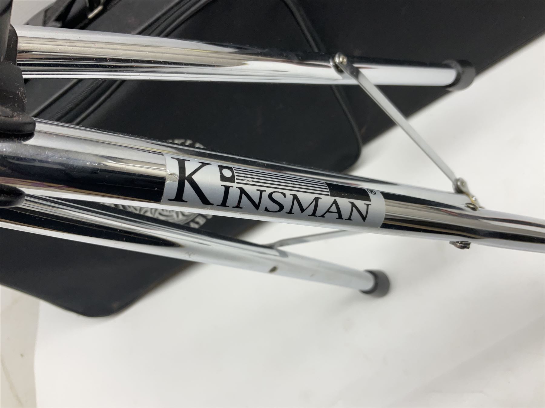 Sebastian Bucklet Aquae Sulis copper and brass trombone No.0910004; in lightweight carrying case; and Kinsman folding tubular chrome music stand in case (2)