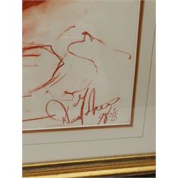 David Fisher (British 1963-): Seated Nude, sanguine signed and dated '98, 63cm x 47cm