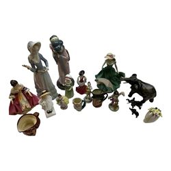 Lladro figures Chrysanthemum, together with Aranjuez Little Lady no 4879, together with  Royal Doulton figures and similar 