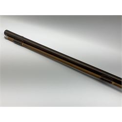 Early 19th century 15-bore flintlock converted to percussion cap fowling piece, the lock stamped T. Richards, walnut half stock with brass fittings including trigger guard with pineapple finial and 91cm barrel with ramrod under L129cm overall