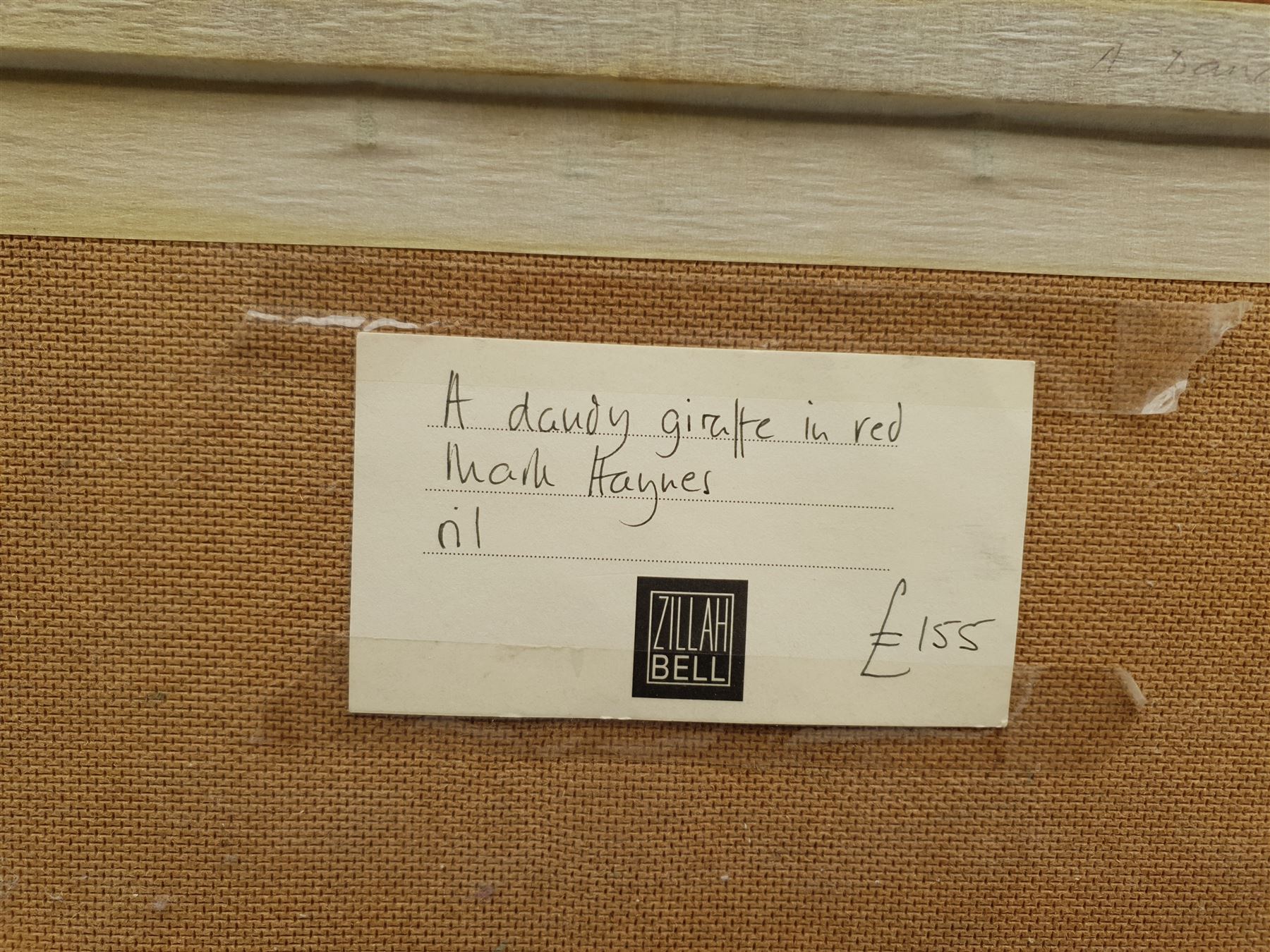Mark Haynes (British 20th century): 'A Dancing Giraffe in Red', oil on board signed 35cm x 33cm 