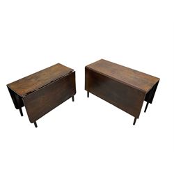 Two George III mahogany gate-leg dining table, rectangular tops, on square tapering supports (the largest - 114cm x 53cm, H70cm)