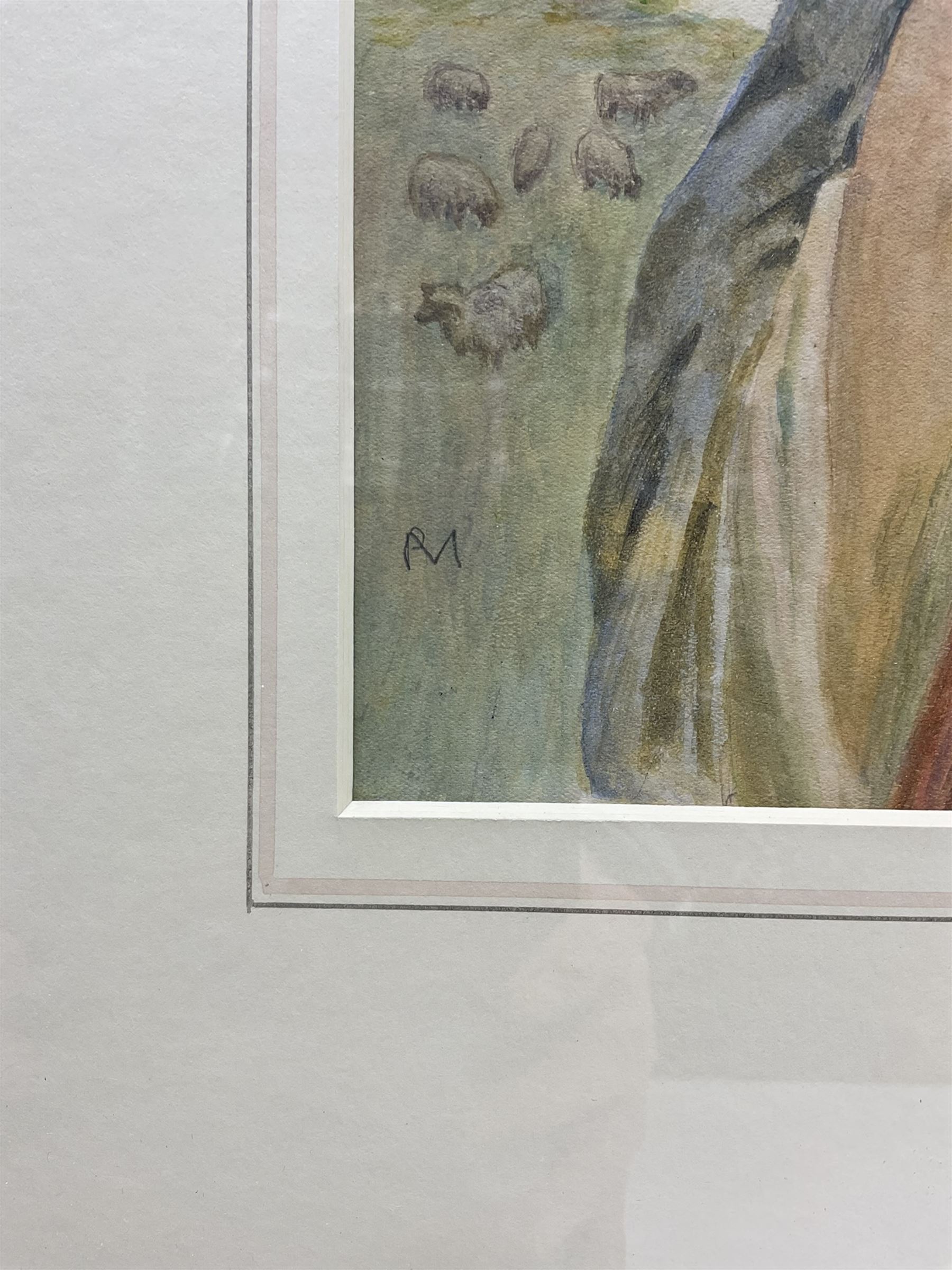 Philip Richard Morris ARA (British 1838-1902): The Young Shepherdess, watercolour signed with monogram 35cm x 23cm