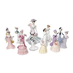 Coalport figure Summer Days, together with a collection of miniature Coalport figures and one royal Doulton miniature