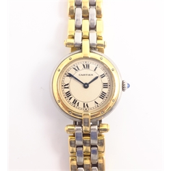  Ladies Cartier Panthere bi-metal, 18ct gold and stainless steel quartz wristwatch, cabochon sapphire crown no 1057920 04727  