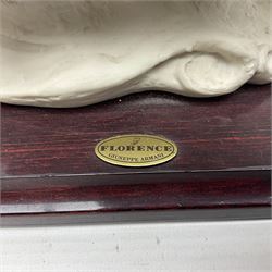 Giuseppe Armani Florence figure, Black Maternity, modelled as a mother and child upon a stylised cloud and mahogany base, H32cm