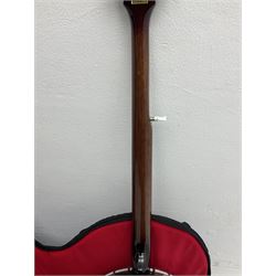 Rally five-string banjo with mahogany solid back L101cm in soft carrying case; and Brunswick Model BF200 acoustic guitar L103cm; with small quantity of instructional DVDs and booklets