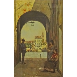  Henry Woods RA (British 1846-1921): Venice through an Archway, oil on canvas signed 38cm x 25cm  
