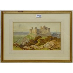 Thomas Swift Hutton (British 1860-1935): Castle on a Rocky Outcrop, watercolour signed 21cm x 35cm