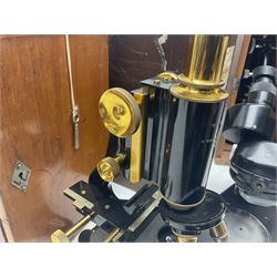 Three W. Watson & Sons microscopes, comprising Barnet binocular no 125253, Kima no 123196 and Service no 44858, all boxed 