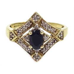  9ct gold sapphire and diamond, hallmarked  