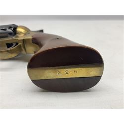 REGISTERED FIREARMS DEALER ONLY Modern Remington .44 calibre percussion brass framed army revolver, possibly by Uberti, with 16cm octagonal barrel, No.225; partially deactivated to old specification with no certificate L36cm overall - Disposed 25.06.25 - Notified 24.07.25