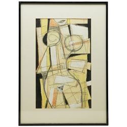 Continental School (20th Century): Cubist Nude, charcoal and watercolour indistinctly signed 40cm x 25cm 