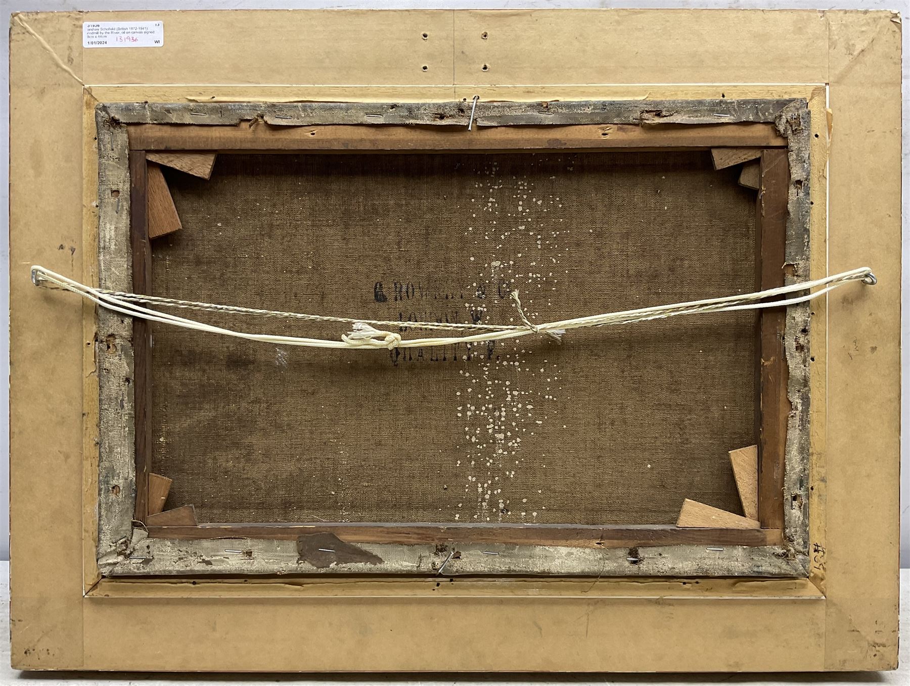 Kershaw Schofield (British 1872-1941): Windmill by the River, oil on canvas signed 29cm x 44cm