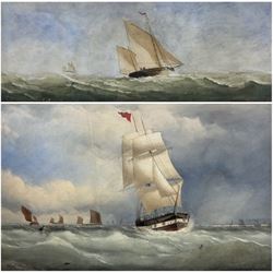 Charles Taylor Junior (British fl.1841-1883): Shipping Off the Coast, two watercolours signed, one indistinctly inscribed verso, max 37cm x 58cm (2) (one unframed)