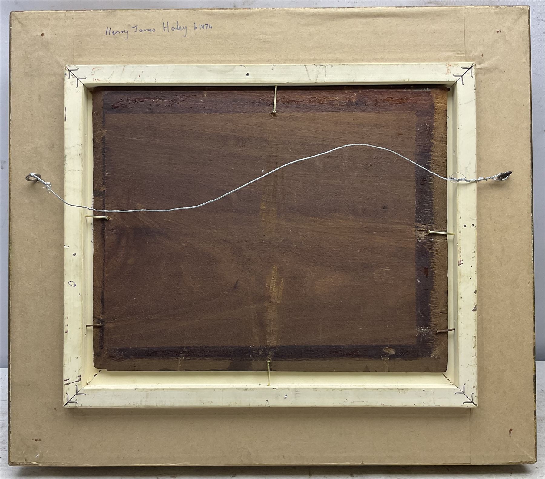 Henry James Haley (British 1874-1964): Reclining Nude, oil on panel signed 20cm x 25cm