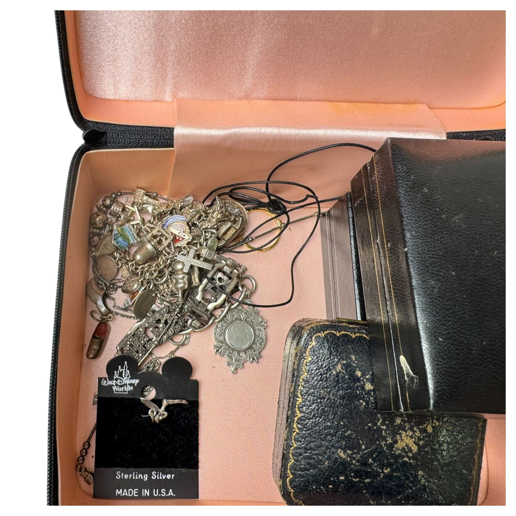 9ct gold jewellery, including bracelet, brooch and stud earring, silver jewellery including Mackintosh brooch and earrings, fob pendant and charm bracelet
