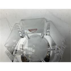 Two Orrefors Art Glass clear glass vases, the first example of compressed circular form, the second of tapering form with lobed rim, each signed beneath, tallest H14.5cm