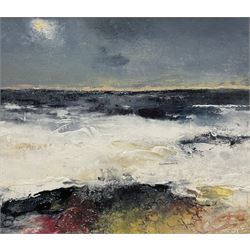 John Thornton (Northern British 1944-): 'Dusk - Yorkshire Coast', mixed media signed with initials, titled verso 15cm x 17.5cm