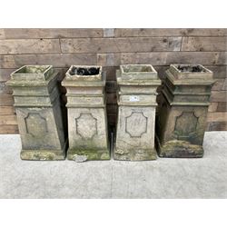 Set of four 19th century terracotta square chimney pots