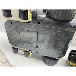 Collection of early 90s Mighty Morphin’ Power Rangers Zords, figures and accessories. Titanus the Carrier Zord, marked Bandai 1991; Green Dragonzord, incomplete; 1994 White Tigerzord with original instruction manual; 1993 Triceratops Dinozord, Mastodon Dinozord and Sabertooth Tiger Dinozord, Pterodactyl Dinozord, missing guns; with 1993 Power Morpher and original Power Coins, with further related figures, accessories and weapons