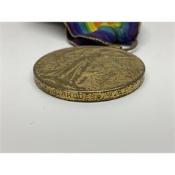 WW1 group of three medals comprising British War Medal, Victory Medal and 1914-15 Star awarded to 90434 Gnr. R.G. Rhodes R.F.A./R.A.; all with ribbons