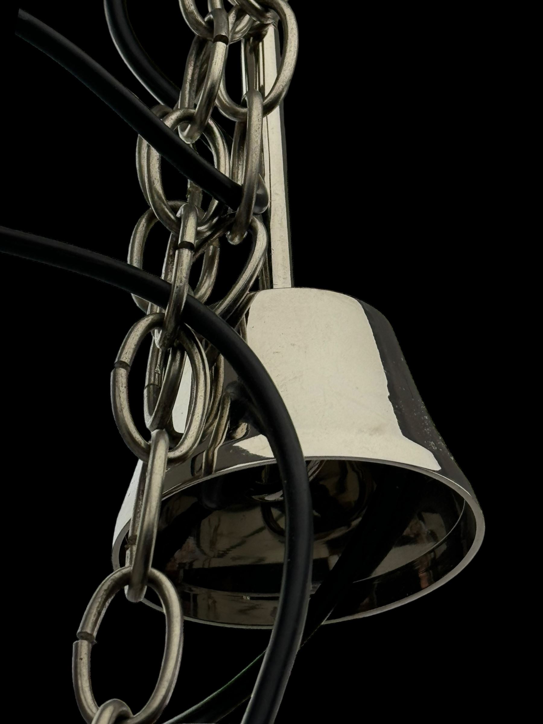 India Jane Interiors - pair of hallway glass bell jar ceiling lanterns, fitted with three branches, decorated with bevelled star motifs - ex-display/bankruptcy stock 