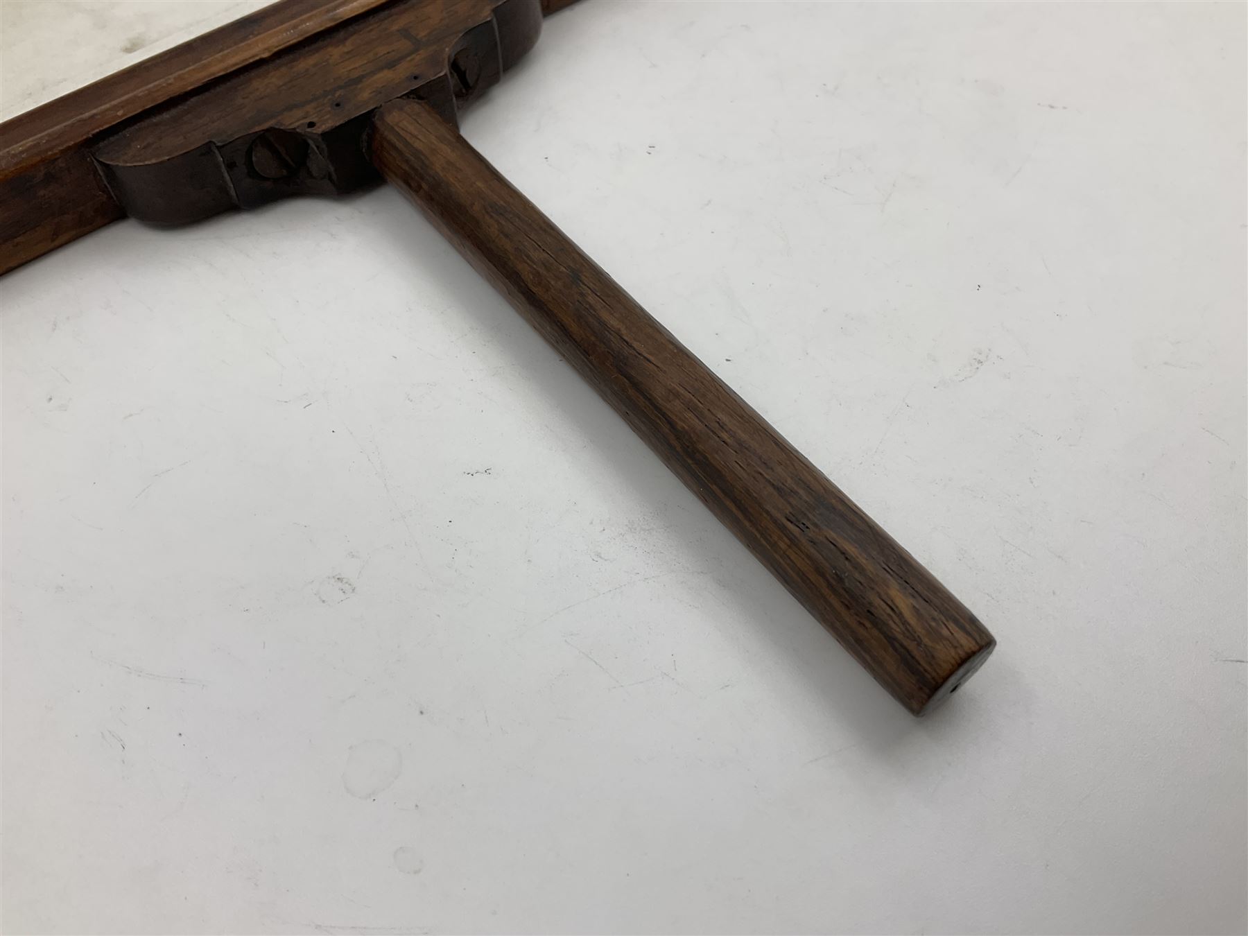 KPM Berlin lithophane panel, of two angels supporting a female figure to the centre, encased in a rosewood frame and handle, H42cm