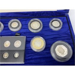 The Royal Mint United Kingdom Millennium 2000 silver coin collection, cased with certificate