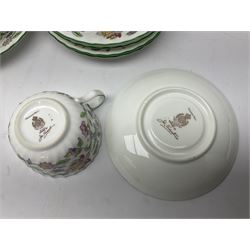 Minton Haddon Hall part tea and dinner service, including six cups and saucers, six dinner plates, six side plates, six twin handled bowls and saucers etc (44) 