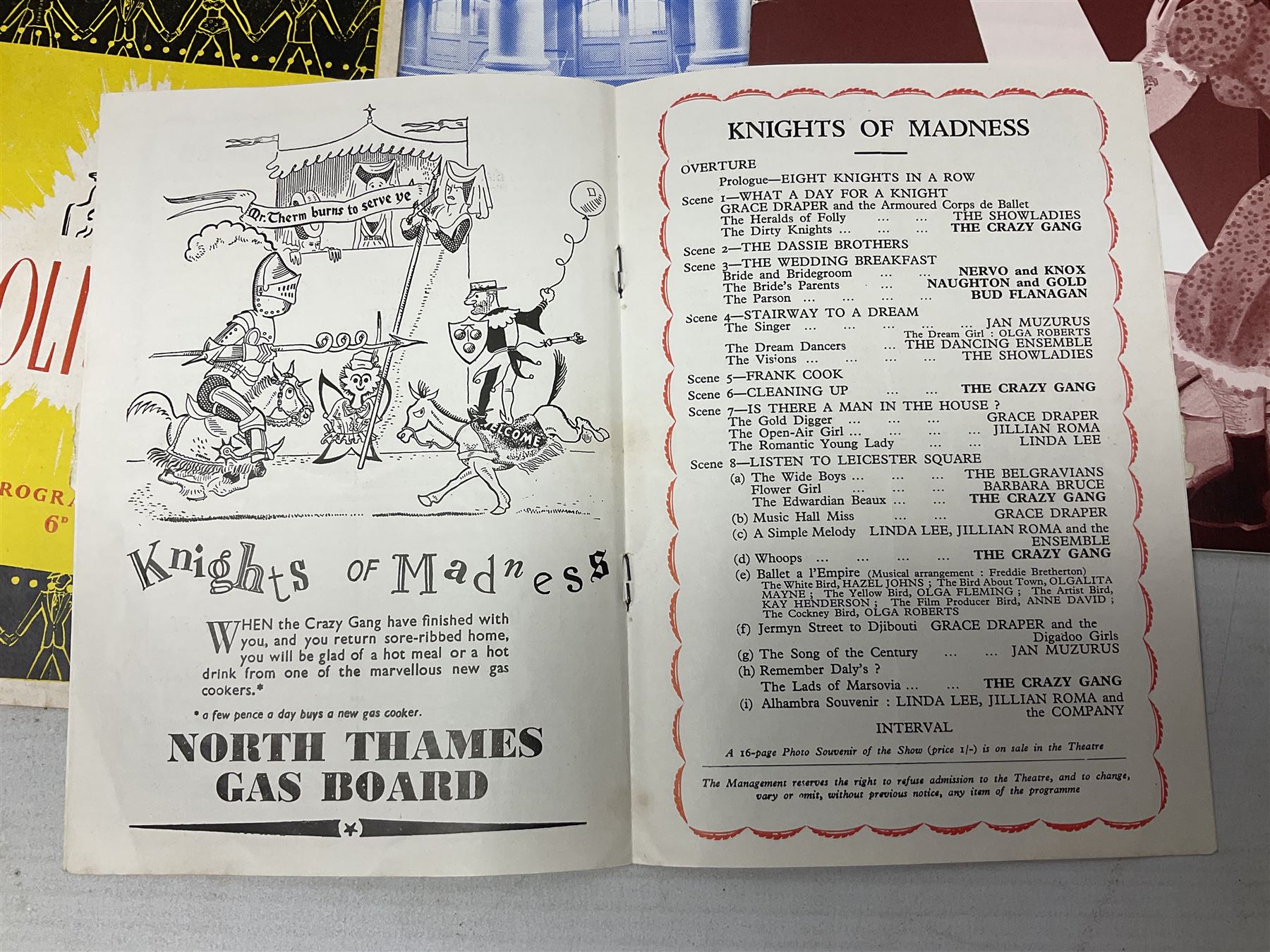 Over thirty theatre programmes 1940s and later including various London theatres - Apollo, Adelphi, Savoy, Drury Lane, Palace, Prince Edward, Vaudeville, Palladium etc, Folies Bergere and others