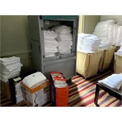120 bath mats, wrapped towels, 111 regular towels, 20 packs of regular towels, 10 pillows- LOT SUBJECT TO VAT ON THE HAMMER PRICE - To be collected by appointment from The Ambassador Hotel, 36-38 Esplanade, Scarborough YO11 2AY. ALL GOODS MUST BE REMOVED BY WEDNESDAY 15TH JUNE.